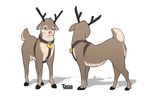  animal_genitalia antlers anus balls bell cervine feral harness horn looking_at_viewer male mammal raised_tail reindeer rudolph sheath simple_background solo taga 