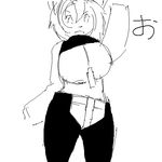  anthro big_breasts black_and_white breasts female low_res monochrome myojinius simple_background solo white_background 