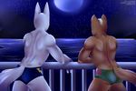  anthro beach bolt bolt_(film) clothing disney fox_mccloud male night nintendo seaside sky speedo star_fox swimsuit underwear video_games 