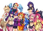  6+girls alternate_breast_size applejack aqua_eyes bangs blonde_hair blue_eyes blue_feathers blue_hair blush breasts centaur centorea_shianus cleavage cowboy_hat crossed_arms crossover eyelashes feathered_wings feathers fluttershy fusion goo_girl green_eyes harpy hat hinghoi lamia large_breasts long_hair mermaid meroune_lorelei midriff miia_(monster_musume) monster_girl monster_musume_no_iru_nichijou multicolored multicolored_hair multiple_girls my_little_pony my_little_pony_equestria_girls my_little_pony_friendship_is_magic navel one_eye_closed open_mouth papi_(monster_musume) personification pink_eyes pink_hair pinkie_pie pointy_ears purple_hair rachnera_arachnera rainbow_dash rainbow_hair rarity red_hair sidelocks simple_background slime smile starlight_glimmer sunset_shimmer suu_(monster_musume) trixie_lulamoon twilight_sparkle two-tone_hair underboob white_background wings 