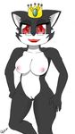  2016 anthro big_breasts breasts female fur huge_breasts letfurry1t looking_at_viewer nipples nude open_mouth pussy simple_background slightly_chubby smile solo tongue voluptuous wide_hips 
