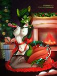  anthro areola breasts candy candy_cane clitoris clothing feline female fireplace food inside kneeling legwear mammal navel nipples open_mouth pussy sertaa smile solo stockings tongue tongue_out whipped_cream 