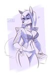  &lt;3 anthro big_breasts breasts canine clothed clothing female half-closed_eyes looking_at_viewer mammal navel open_jacket sertaa simple_background smile solo tongue tongue_out 