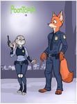  biting_lip canine clothing disney female fox judy_hopps lagomorph luraiokun male mammal nick_wilde rabbit uniform zootopia 