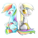  alpha_channel arm_warmers blonde_hair blush clothing derpy_hooves_(mlp) duo equine female friendship_is_magic frown hair happy heavymetalbronyyeah hi_red legwear mammal multicolored_hair my_little_pony open_mouth pegasus rainbow_dash_(mlp) sad smile stockings tongue wings 