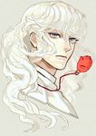  berserk blue_eyes eyebrows eyebrows_visible_through_hair eyelashes face frown griffith highres jewelry long_hair male_focus neck pendant solo supocon white_hair 