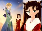  crazy_clover_club fate/stay_night japanese_clothes kimono saber tohsaka_rin 