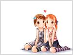  barasui ichigo_mashimaro itou_chika kneehighs matsuoka_miu multiple_girls socks striped wallpaper yuri 