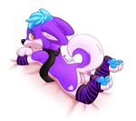  &lt;3 balls blue_hair butt canine clothing dog fur girly hair husky leg_warmers legwear mammal niu-ka niuka paws purple_fur purpy scarf 