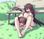  69 animal_ears barefoot bench bow breasts brown_hair can cat_ears chen cigarette_butt crying cunnilingus earrings grass green_bow green_nails hair_bow hater_(hatater) hymen jewelry large_breasts long_hair multiple_girls nail_polish nekomata nipples nude oral profanity pussy radiation_symbol reiuji_utsuho russian short_hair sitting spread_pussy tail tail_grab tears toe_ring toenail_polish tongue tongue_out touhou translated uncensored virgin wings yuri 