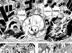  arms_up battle belt belt_buckle buckle character_request cigar clenched_teeth comic copyright_name english explosion facial_scar fishman gear_third greyscale hard_translated hook_hand jacket_on_shoulders jewelry jimbei male_focus messy_hair minokoala minorhinoceros minozebra monkey_d_luffy monochrome multiple_boys oda_eiichirou one_piece open_mouth ring sadi-chan scan scar screaming shaded_face shirtless sir_crocodile smoking teeth tusks 
