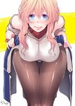  blonde_hair blue_eyes bodysuit breasts hjm kyoukaisenjou_no_horizon large_breasts long_hair looking_at_viewer mary_stuart pantyhose scar solo 