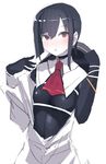  black_hair blush bodysuit character_request highres looking_at_viewer pale_skin red_eyes simple_background solo taishi_(picchiridou) white_background 