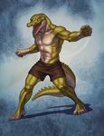  2016 5_fingers 5_toes abs abstract_background amber_eyes anthro bandage biceps claws clothed clothing crocodile crocodilian digital_media_(artwork) fighting_stance fist front_view full-length_portrait green_scales looking_at_viewer male multicolored_scales muscular muscular_male open_mouth pecs plantigrade portrait reptile scales scalie sharp_teeth shorts signature simple_background solo standing teeth toe_claws toes topless two_tone_scales watermark white_scales wolf-nymph 