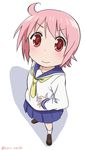  bad_id bad_pixiv_id looking_at_viewer nonohara_yuzuko pink_hair ren_kon school_uniform school_uniform_(yuyushiki) serafuku short_hair smile solo yuyushiki 