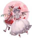  back-to-back bat_wings blonde_hair blue_hair bow brown_footwear bubble_skirt dress flandre_scarlet full_body full_moon hat hat_ribbon mary_janes masakichi mob_cap moon multiple_girls official_art pink_shirt pink_skirt puffy_short_sleeves puffy_sleeves red_bow red_eyes red_moon red_ribbon red_skirt remilia_scarlet ribbon shirt shoe_bow shoes short_sleeves siblings side_ponytail simple_background sisters skirt smile strange_creators_of_outer_world touhou white_background white_hat wings wrist_cuffs 