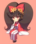  ashley_(warioware) big_hair black_hair bow full_body hair_bow hair_ornament japanese_clothes kimono long_hair long_sleeves purple_ribbon red_eyes ribbon sandals skull_hair_ornament sleeves_past_wrists smile solo twintails warioware wusagi2 