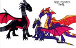  armband black_scales collar cynder dragon fan_character female green_eyes horn male membranous_wings purple_eyes purple_scales red_eyes scales spikes spyro spyro_the_dragon video_games wings 