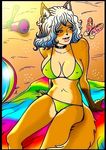  a.b._lust anthro beach bikini blush canine clothing female fox happy lust mammal seaside solo swimsuit 