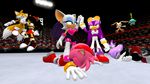  ! 2015 3d_(artwork) amy_rose anthro bat black_hair blaze_the_cat blue_eyes boots brown_eyes canine cat clothing cream_the_rabbit crowd digital_media_(artwork) dipstick_tail eyes_closed feline fighting_ring footwear fox gloves group hair hedgehog high_five lagomorph lying mammal migueruchan mina_mongoose mongoose multi_tail multicolored_tail on_front open_mouth rabbit rouge_the_bat sonic_(series) sonic_riders stadium unconscious wave_the_swallow 