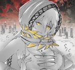  1girl bandage breasts candle cape cleavage code_vein eyes hair hood io_(code_vein) jewelry large large_breasts mrbudguy necklace paizuri white yellow 