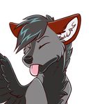  alpha_channel anthro canine eyes_closed hybrid kellwolfik male mammal simple_background solo tongue tongue_out transparent_background wings 