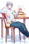  asahikawa_hiyori idolish_7 jar male_focus silver_hair sitting yotsuba_tamaki 