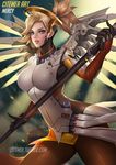  bad_source blonde_hair blue_eyes citemer looking_at_viewer mechanical_halo mechanical_wings mercy_(overwatch) overwatch pantyhose parted_lips solo spread_wings staff wings yellow_wings 