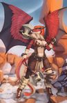  armor axe dragon female melee_weapon merrunz mountain pose solo sulfer unconvincing_armor weapon wings 