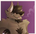  2016 anthro armpit_hair boarder body_hair brown_fur brown_hair brown_nose canine chest_hair clothed clothing facial_hair fur goatee hair male mammal simple_background solo tagme themongrel topless wolf 