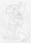  ambiguous_gender bottomless breastplate clothed clothing dragon featureless_crotch greyscale guard halberd holding_object holding_weapon horn melee_weapon membranous_wings mizzyam monochrome pencil_(artwork) polearm salute scalie soldier standing traditional_media_(artwork) weapon wings 