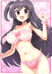  :d black_hair bra breasts character_request choker copyright_request frilled_bra frilled_panties frills hairband large_breasts lingerie long_hair nami_makoto one_side_up open_mouth panties purple_eyes smile solo underwear 