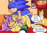  blueast canine dreamcastzx1 female fox hedgehog huge_penis male male/female mammal miles_prower mina_mongoose mongoose penis pussy sonic_(series) sonic_the_hedgehog speech_bubble 