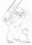  brandishing chainsaw evil_face featureless_crotch front_view greyscale holding_object holding_weapon male mammal mizzyam monochrome pencil_(artwork) raccoon semi-anthro snarling solo standing tools traditional_media_(artwork) uhoh vice_(mizzyam) weapon 