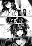  comic flashback greyscale hair_ornament hairpin kantai_collection monochrome multiple_girls rain remodel_(kantai_collection) sameya shigure_(kantai_collection) silent_comic yamashiro_(kantai_collection) 