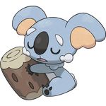  gen_7_pokemon highres koala komala log no_humans object_hug official_art pokemon pokemon_(creature) sleeping solo wood 