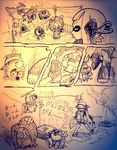  bad_id bad_pixiv_id bandaid bandaid_on_face closed_eyes comic commentary_request domino_mask inkling kicking mask monochrome octobomber octorok octotrooper shoes slapping sneakers splatoon_(series) splatoon_1 violence yuta_agc 