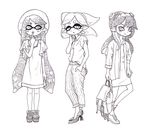  aori_(splatoon) bad_id bad_pixiv_id commentary_request contemporary hotaru_(splatoon) monochrome multiple_girls octarian octoling splatoon_(series) splatoon_1 yuta_agc 