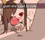  &lt;3 &lt;3_eyes 5_fingers anthro blush brown_hair camera cat chest_tuft faceless_male feline fellatio female fur girly hair hand_on_penis horn licking male male/female mammal navel oral penis penis_lick precum red_eyes sex snapchat succubus tongue tongue_out tuft white_fur 