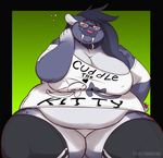  anthro black_border border breasts clothed clothing collar eyewear fangs feline female gillpanda glasses hair half-closed_eyes hi_res looking_at_viewer mammal obese overweight overweight_female saber-toothed_cat simple_background smile solo yellow_eyes 