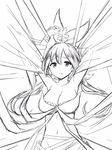  arms_up breasts granblue_fantasy greyscale huge_breasts long_hair monochrome navel plant_girl sketch solo yggdrasil_(granblue_fantasy) zaxwu 