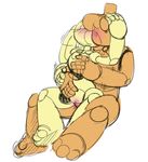  animatronic anthro bear blush clothing duo female five_nights_at_freddy&#039;s fredbear_(fnaf) kissing machine male male/female mammal penetration penis pussy robot sex simple_background spring_bonnie_(fnaf) unnecessaryfansmut vaginal vaginal_penetration video_games 