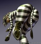  anthro breasts brown_eyes butt clothing equine female footwear grey_background high_heels hooves kemono_inukai mammal nipples simple_background solo tight_clothing zebra 