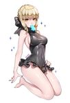  artist_name artoria_pendragon_(all) bangs bare_arms bare_legs bare_shoulders barefoot black_bow black_swimsuit bow braid breasts covered_navel crown_braid eyebrows eyebrows_visible_through_hair fate/stay_night fate_(series) fingernails food food_in_mouth full_body ganik grey_nails hair_bow kneeling long_fingernails looking_at_viewer medium_breasts mouth_hold nail_polish one-piece_swimsuit popsicle saber_alter shade shiny shiny_skin sideboob sidelocks simple_background skin_tight sleeveless solo swimsuit taut_clothes taut_swimsuit toenail_polish white_background yellow_eyes 