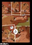  anthro canine chris_(meesh) comic cougar detailed_background dialogue digital_media_(artwork) dog duo english_text eyewear feline fellatio fur glasses john_(meesh) licking little_buddy male mammal meesh muscular nude oral sex speech_bubble tagme text tongue tongue_out 