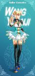  aqua_dress bishoujo_senshi_sailor_moon blonde_hair boots character_name choker cosplay drachea_rannak dress flower full_body hair_flower hair_ornament hand_in_hair high_heel_boots high_heels looking_to_the_side parody ponytail sailor_collar sailor_senshi_costume shin_sangoku_musou short_dress solo thigh_boots thighhighs wang_yuanji yellow_eyes zettai_ryouiki 