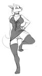 bow choker clothed clothing ear_piercing female frost legwear lingerie lost-paw partially_clothed piercing pose solo standing thigh_highs 