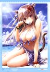  animal_ears bikini cleavage nekomimi suien swimsuits tail undressing 