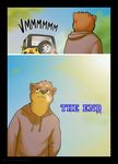  anthro canine car chris_(meesh) clothed clothing comic detailed_background dialogue digital_media_(artwork) dog english_text eyewear fully_clothed fur glasses little_buddy male mammal meesh muscular smile solo standing tagme text vehicle 