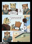  anthro canine chris_(meesh) clothed clothing comic cougar dialogue digital_media_(artwork) dog duo english_text eyewear feline fur glasses john_(meesh) little_buddy male mammal meesh muscular phone public school smile speech_bubble standing tagme text 